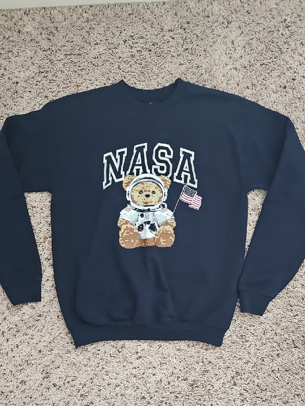NASA Bear Graphic Crewneck Sweater - Navy